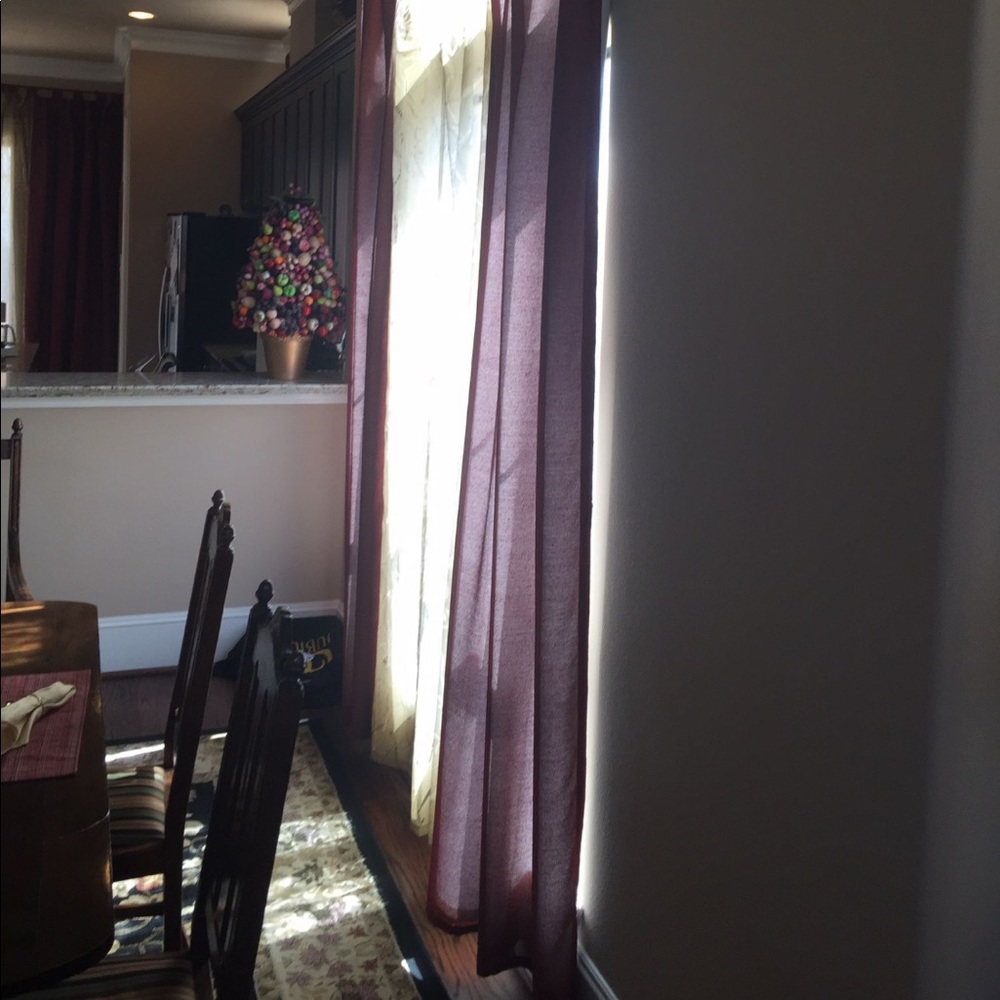 5 Custom Made LONG Red/Sheer Curtain Panels